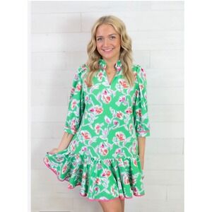 Mary Square Naomi Pretty Petals Green Floral Mini Dress 2X NWT 61174